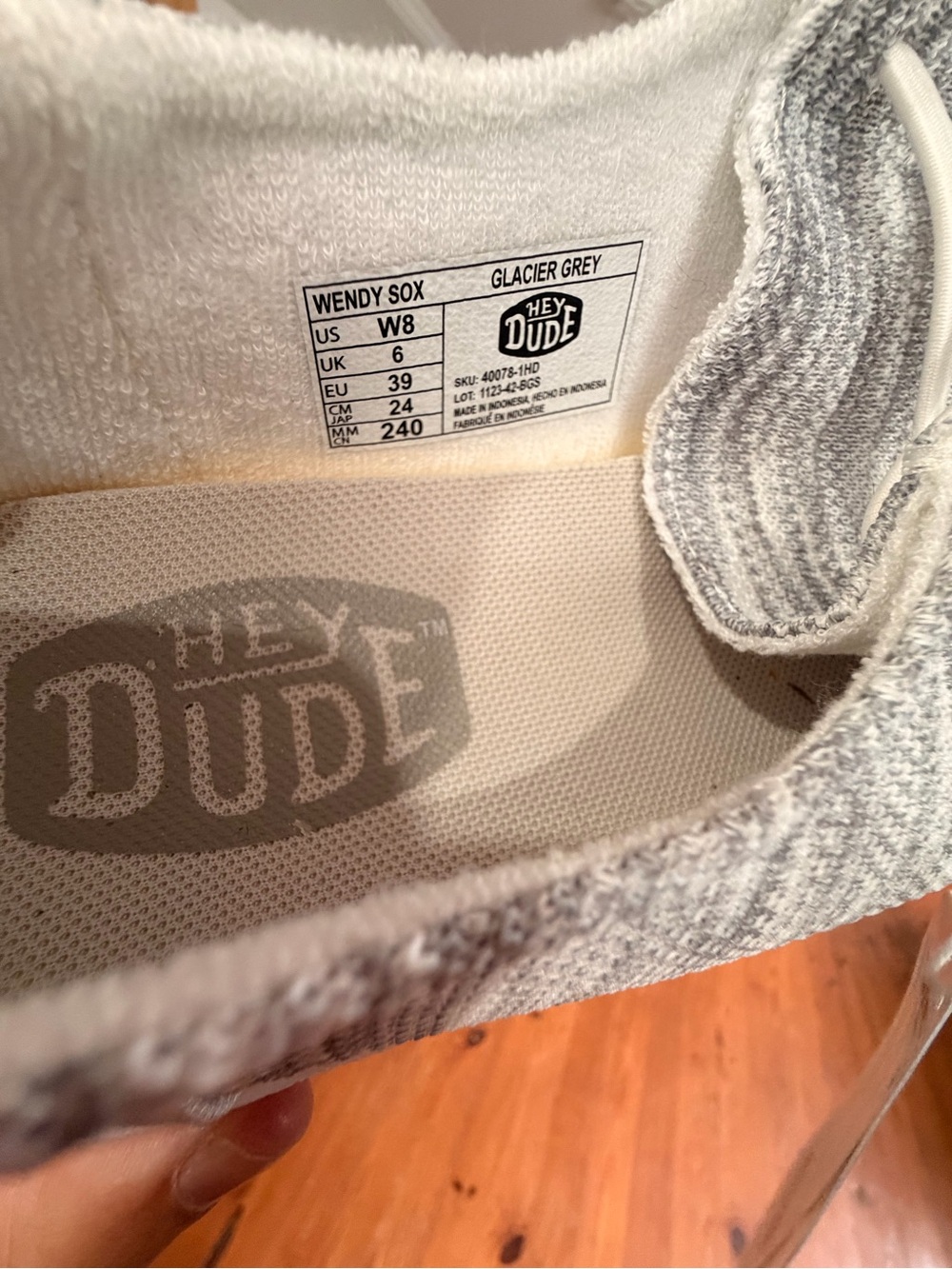Hey Dude Women's Slip-On Loafers in Light Gray and White - Picture 8 of 13